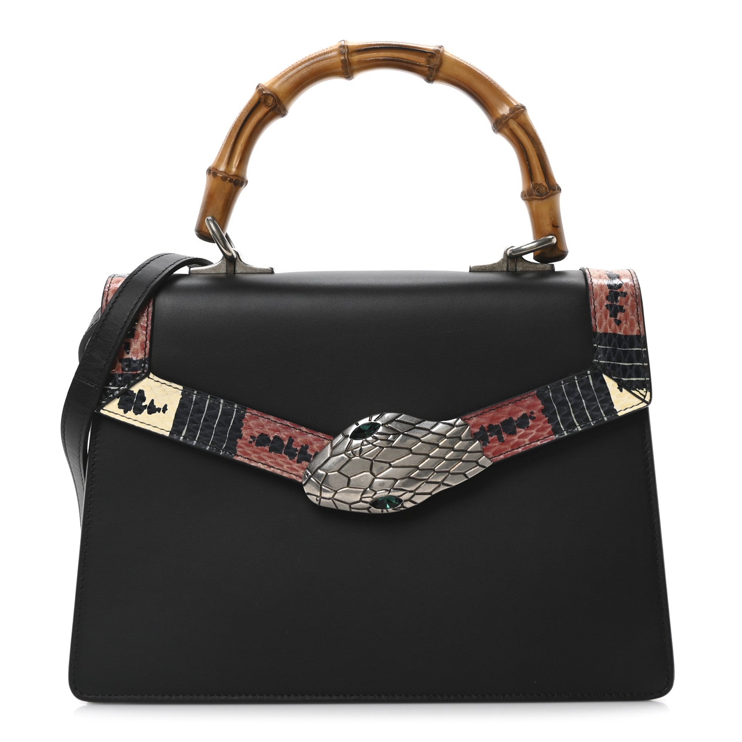 Gucci Calfskin Snakeskin Small Lilith Top Handle Bag Black 1 of 10