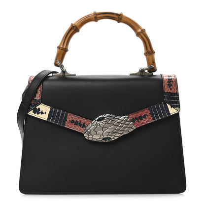 Gucci Calfskin Snakeskin Small Lilith Top Handle Bag Black 1 of 10