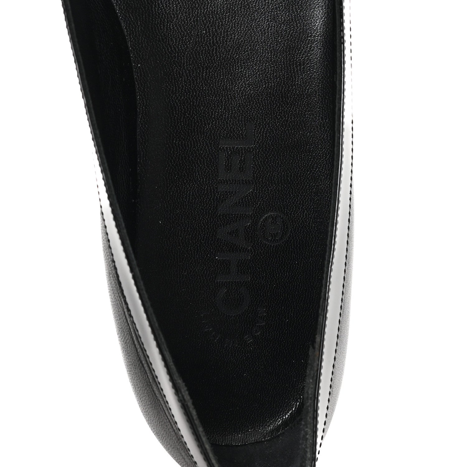 Chanel Calfskin Patent Cap Toe Ballerina Flats 38.5 Black 8 of 9