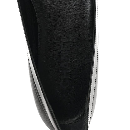 Chanel Calfskin Patent Cap Toe Ballerina Flats 38.5 Black 8 of 9