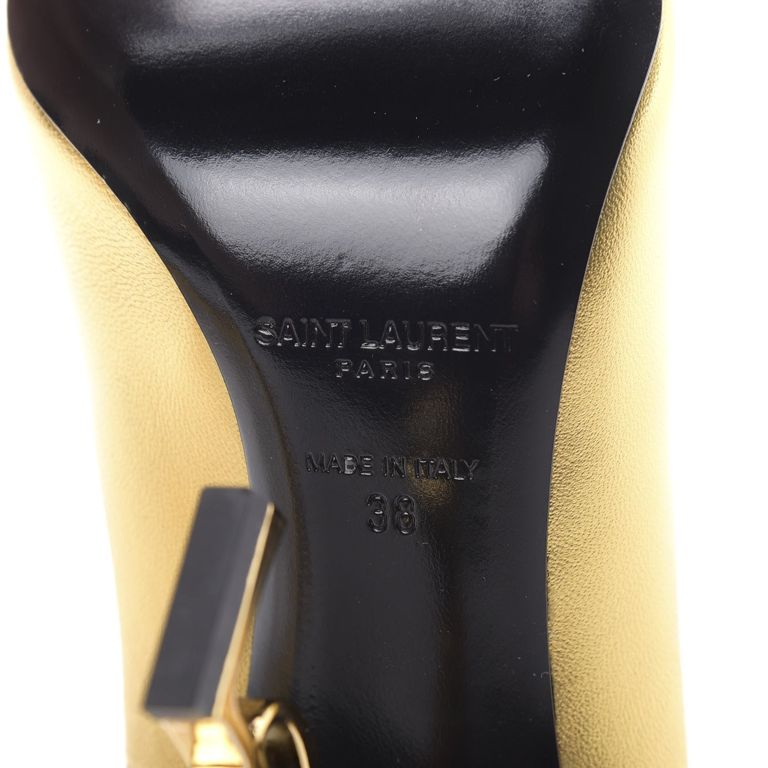 Saint Laurent Calfskin Opyum 100 Pumps 38 Gold 7 of 9