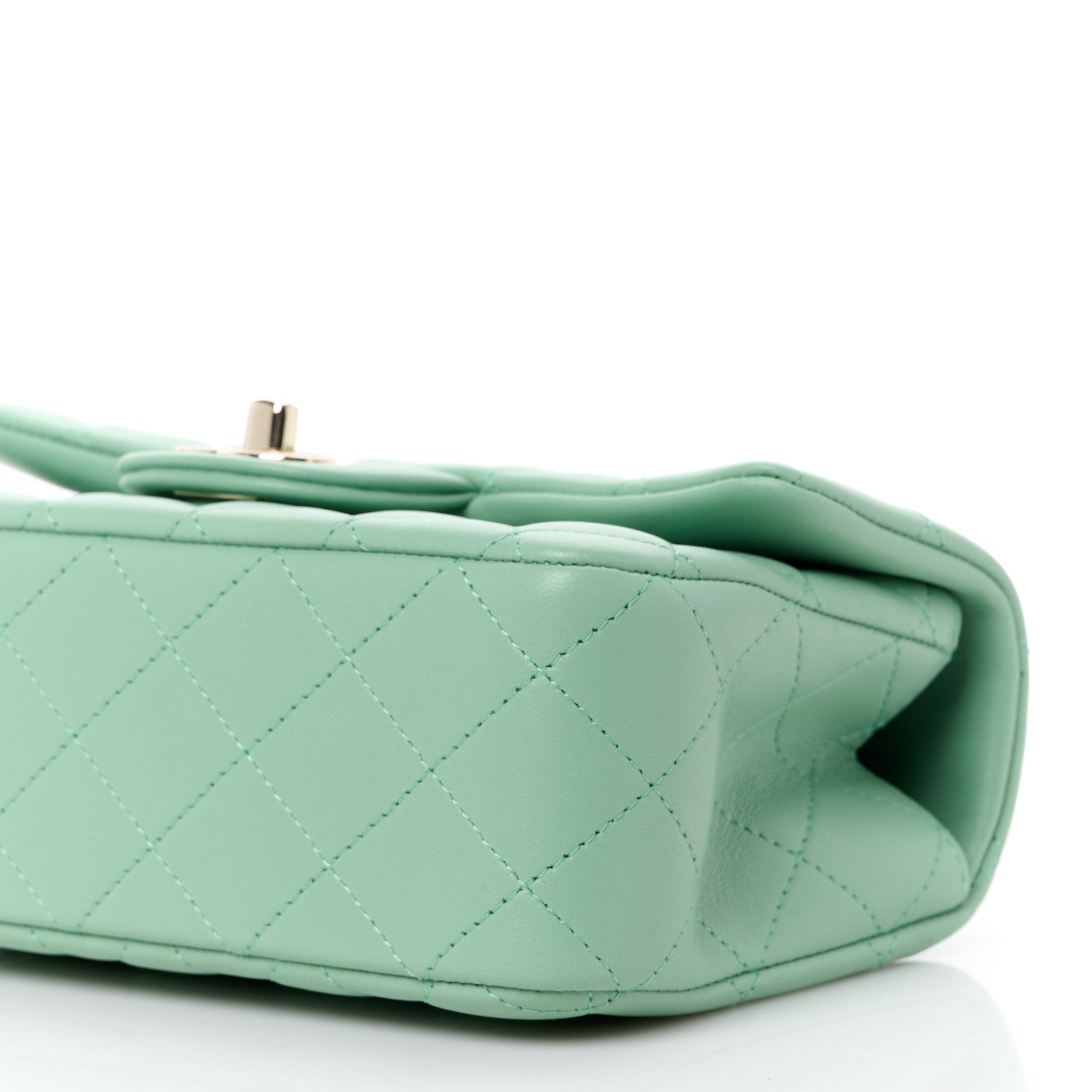 Chanel Lambskin Quilted Mini Top Handle Rectangular Flap Light Green 11 of 13