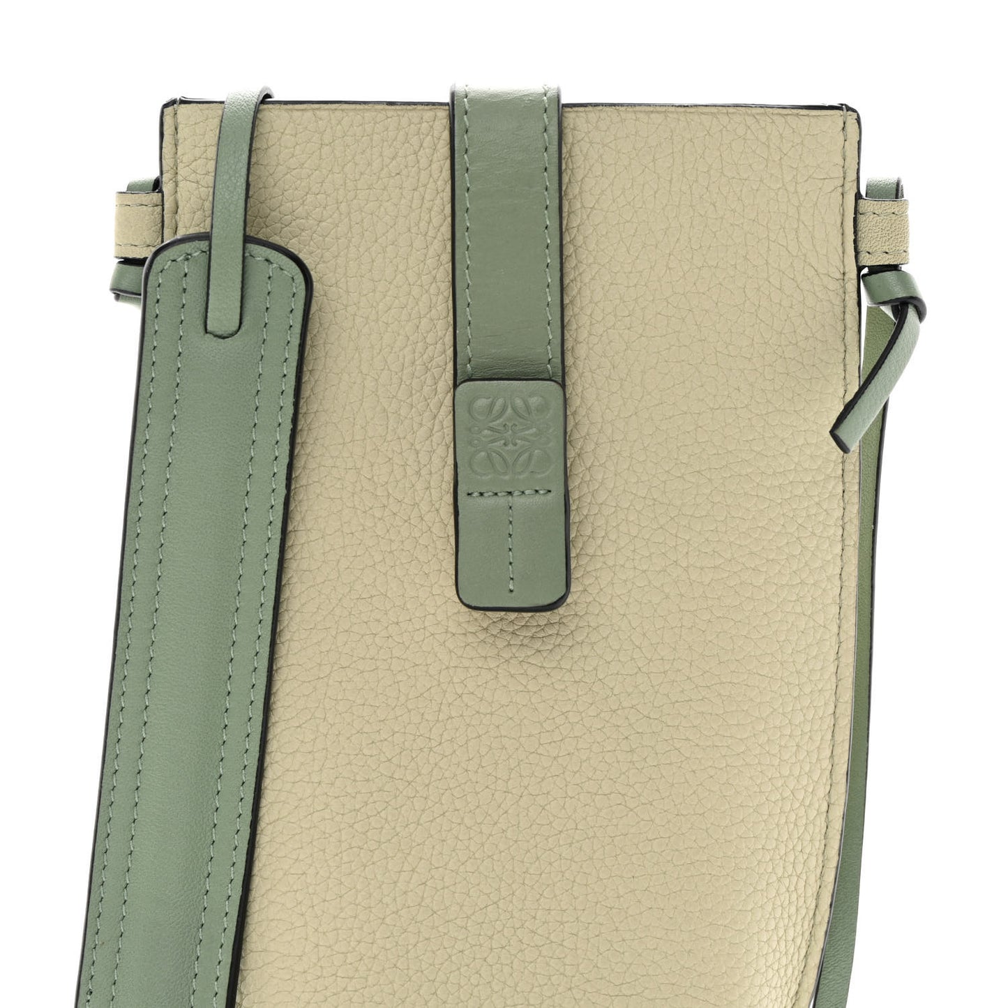 Grained Calfskin Gate Pocket Pouch Green