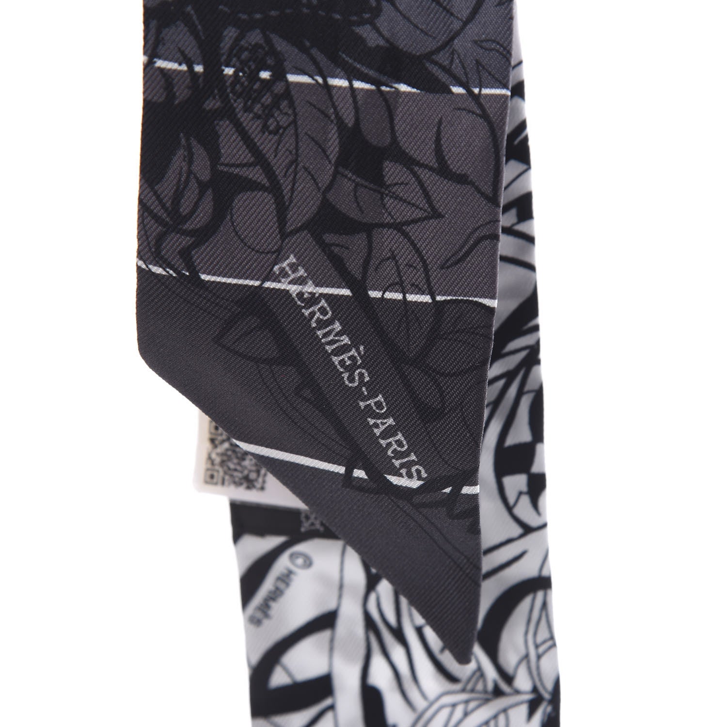 Hermes Silk Jungle Love Rainbow Twilly Gris Black White 4 of 4