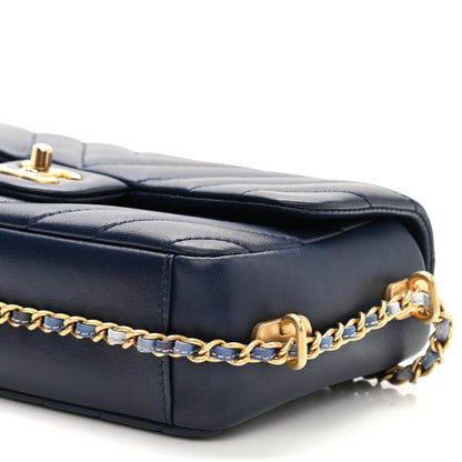 Chanel Lambskin Chevron Quilted Mini Chain Around Rectangular Flap Blue 10 of 10