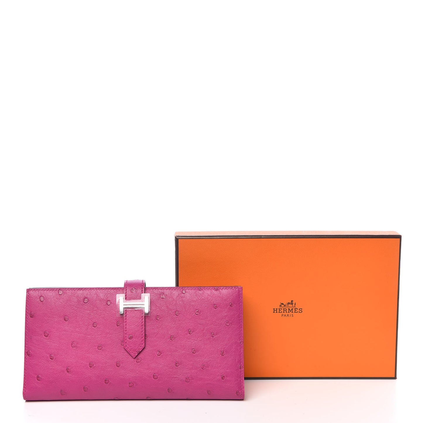 Ostrich Bearn Wallet Rose Pourpre