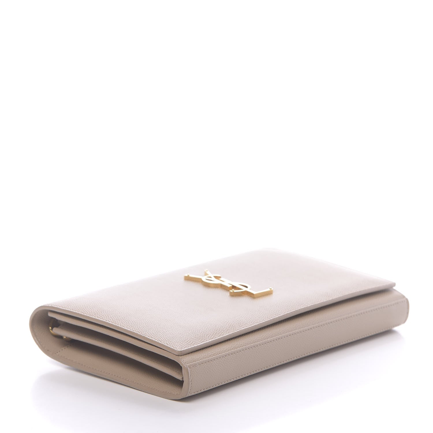 Saint Laurent Grain De Poudre Monogram Chain Wallet Dark Beige 4 of 10