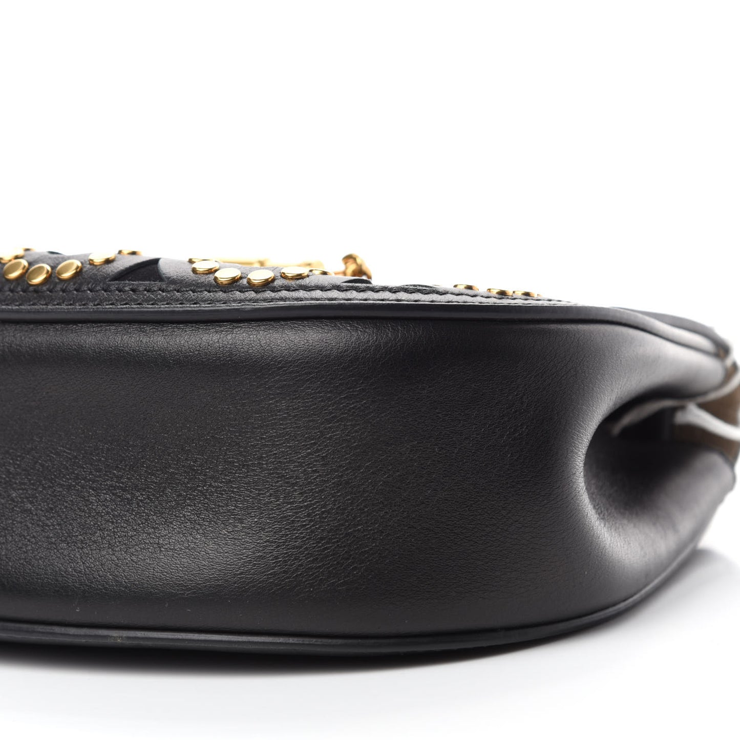 Calfskin Suede Studded Mini Drew Shoulder Bag Black