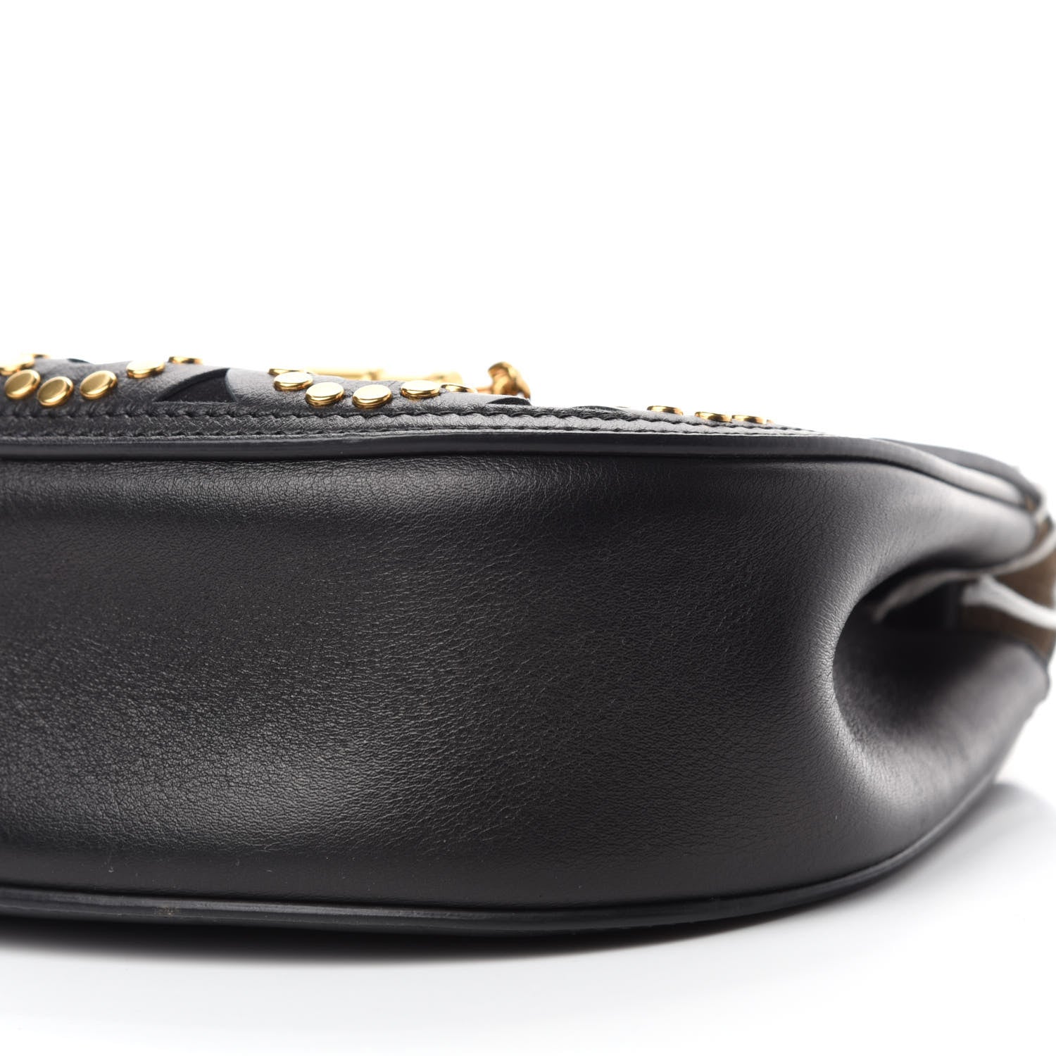 Chloe Calfskin Suede Studded Mini Drew Shoulder Bag Black 7 of 10