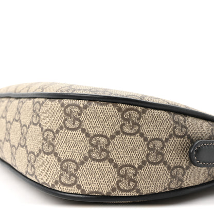 Gucci GG Supreme Monogram Textured Calfskin Small Emblem Shoulder Bag Beige Black 10 of 10