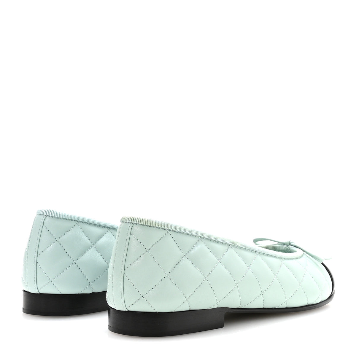 Chanel Lambskin Quilted CC Cap Toe Ballerina Flats 36 Light Blue Black 5 of 9