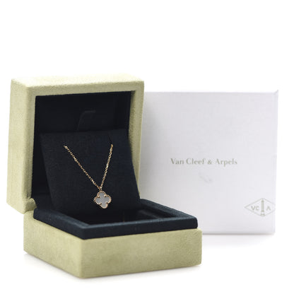 Van Cleef & Arpels 18K Yellow Gold Mother of Pearl Sweet Alhambra Pendant Necklace 7 of 7