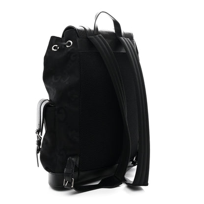 Gucci Monogram Jumbo GG Textured Dollar Calfskin Web Double Buckle Backpack Black 3 of 10