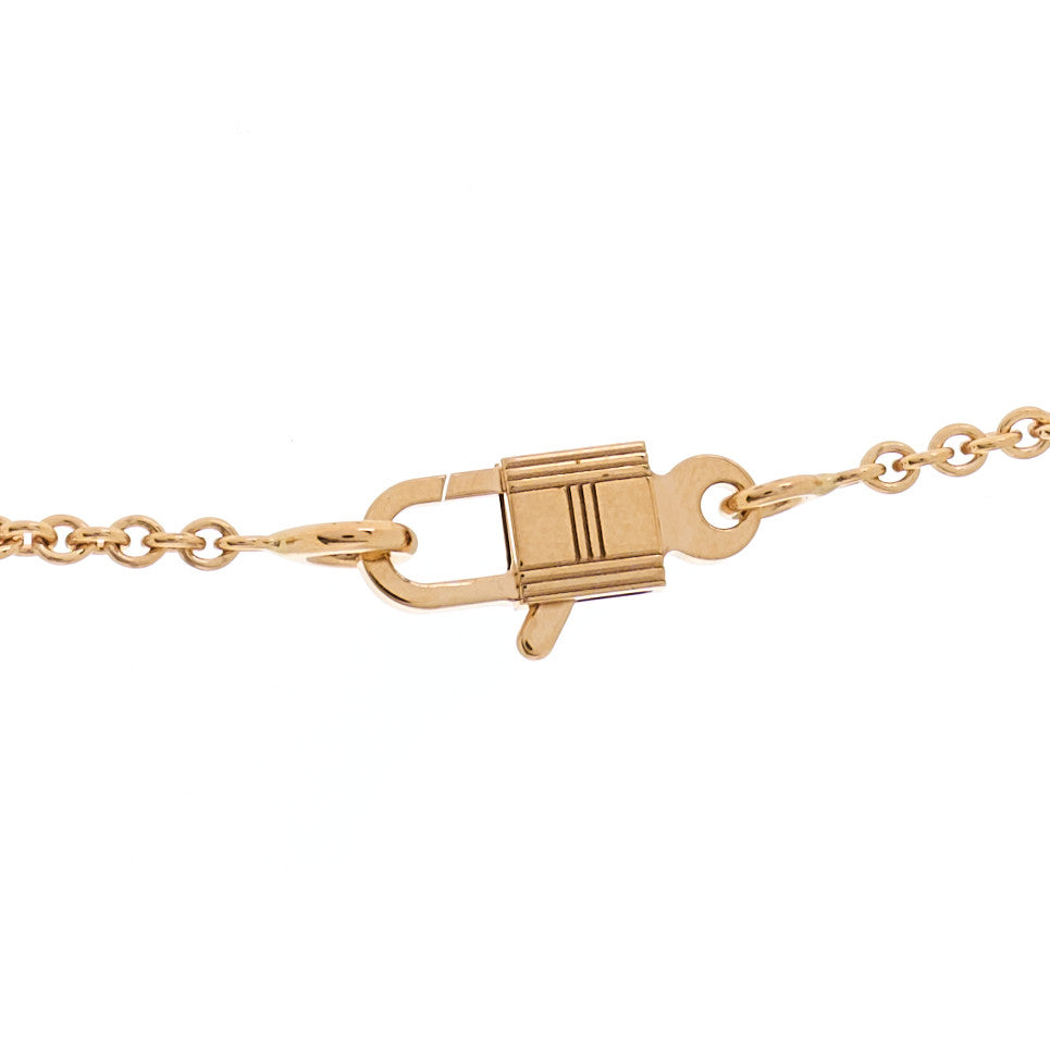18K Rose Gold Pink Sapphire Amulettes Cadenas Pendant Necklace