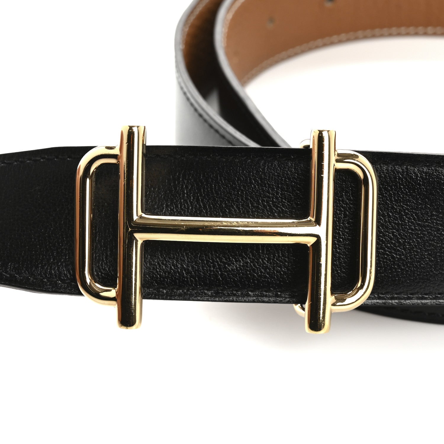Hermes Chamonix Togo 32mm Royal Belt 85 Black Gold 7 of 8