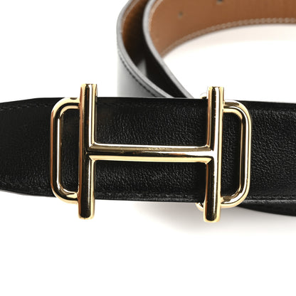 Hermes Chamonix Togo 32mm Royal Belt 85 Black Gold 7 of 8
