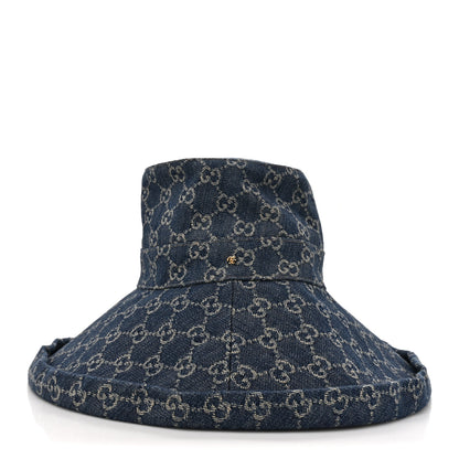 Gucci Eco Washed Denim GG Monogram Brim Hat L Blue Ivory 3 of 10