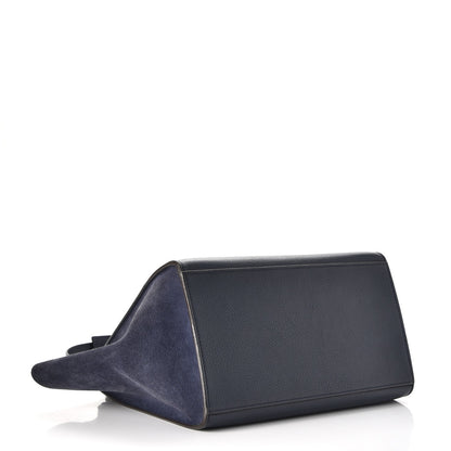 Celine Drummed Calfskin Suede Medium Trapeze Navy 5 of 15