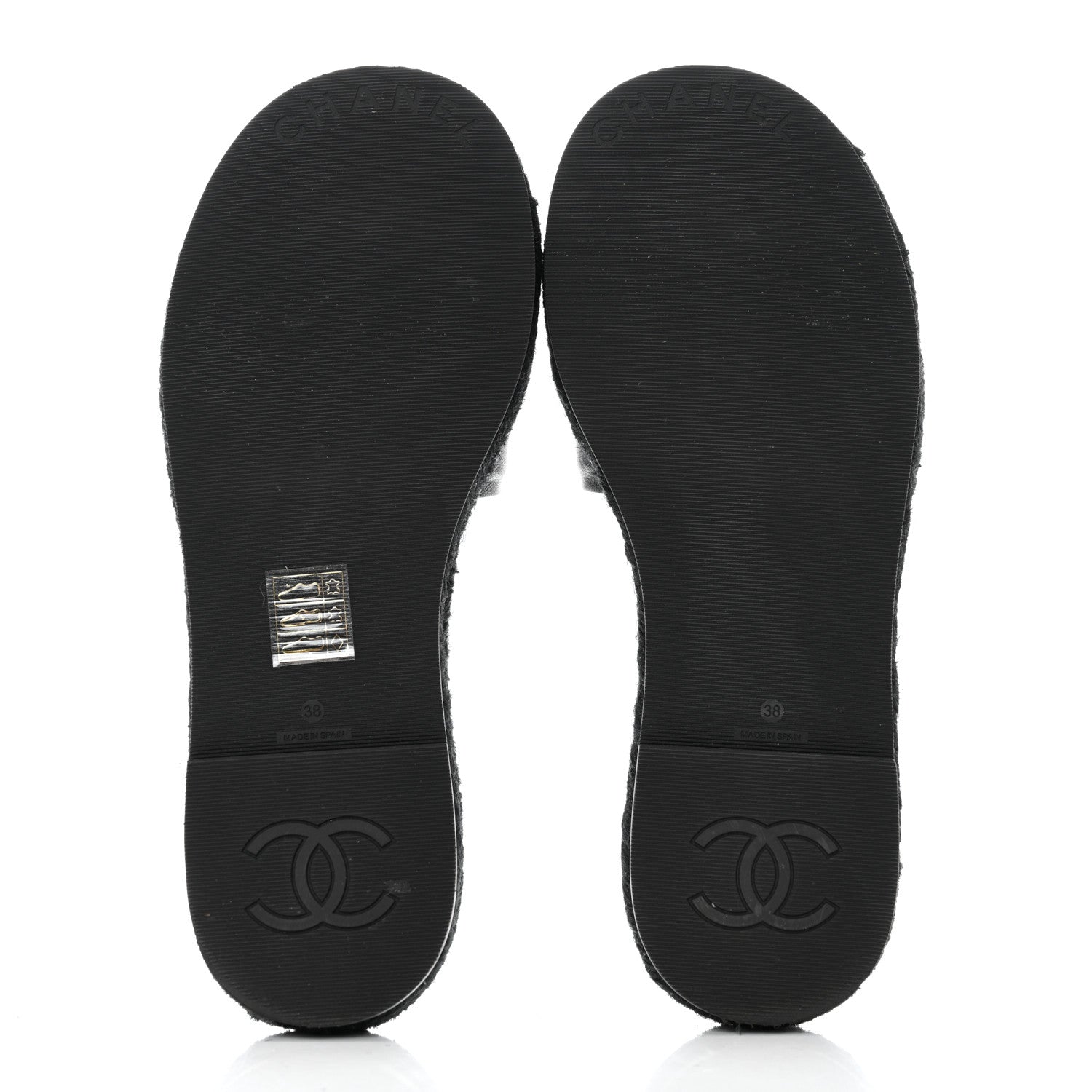 Chanel Lambskin Espadrille Mule Sandals 38 Black 5 of 9