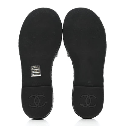 Chanel Lambskin Espadrille Mule Sandals 38 Black 5 of 9