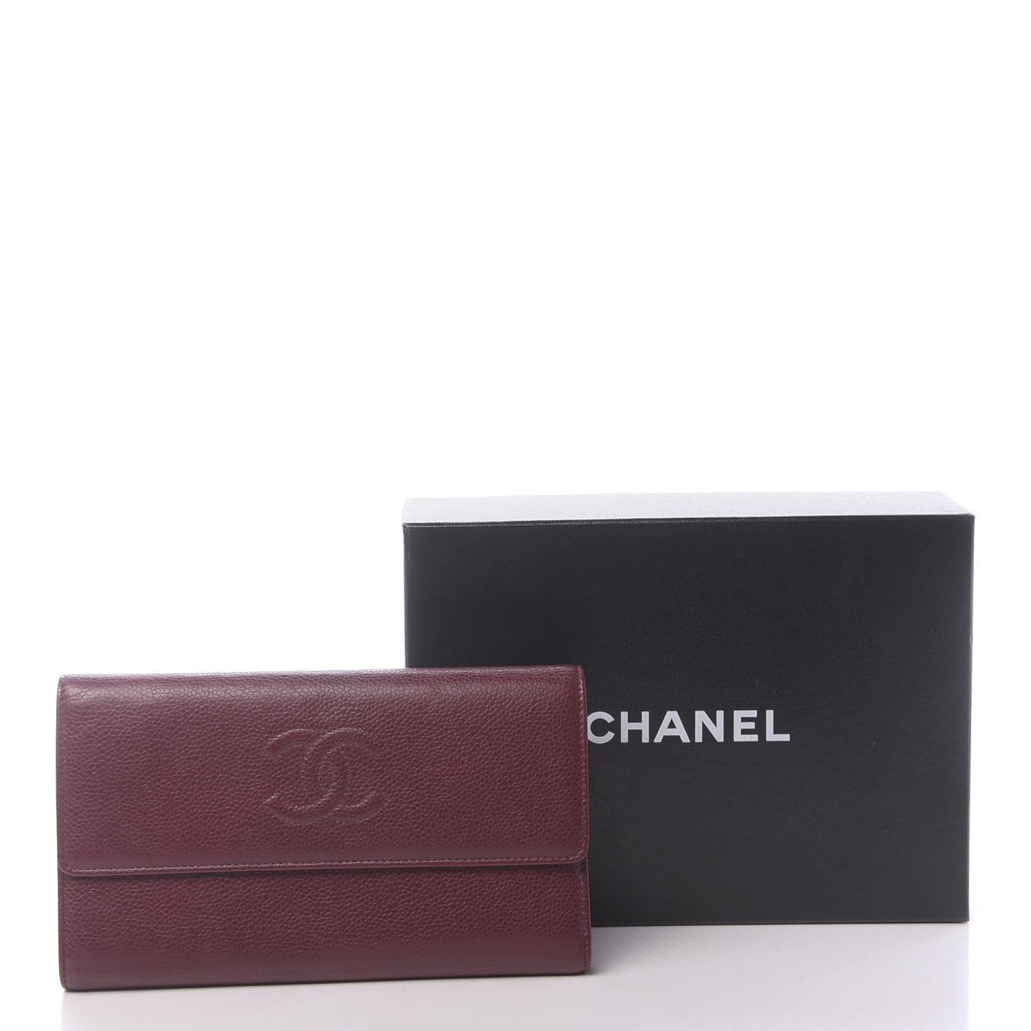 Caviar Timeless CC Large Flap Wallet Burgundy