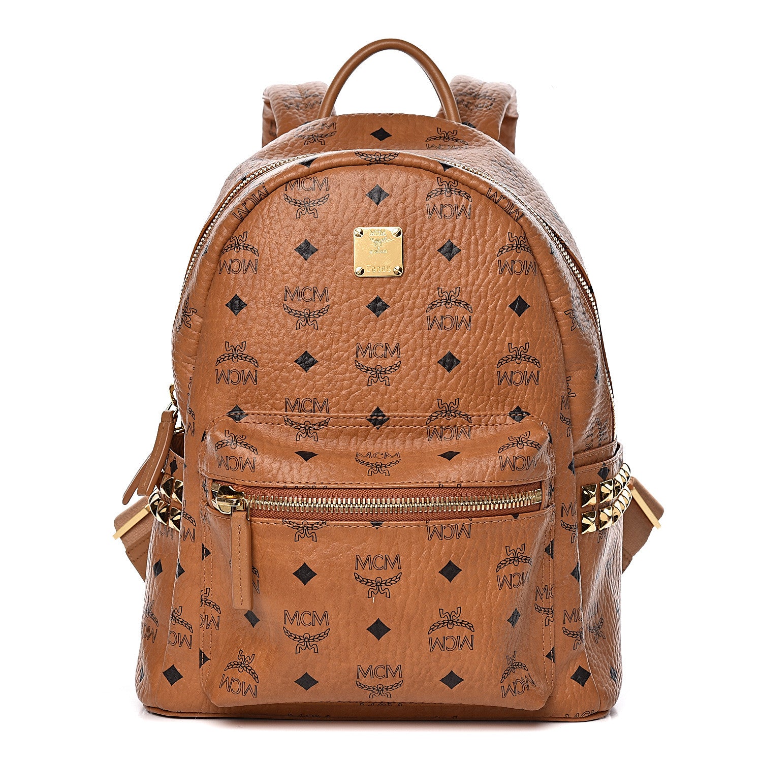 MCM Visetos Small Side Stud Stark Backpack Cognac 1 of 10