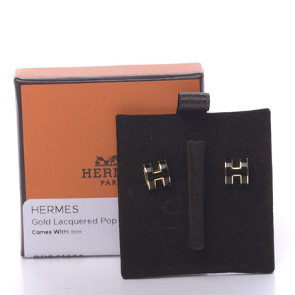 Hermes Gold Lacquered Pop H Earrings Black 7 of 7