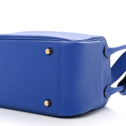 Hermes Taurillon Clemence Mini Lindy 20 Bleu Electrique 10 of 10