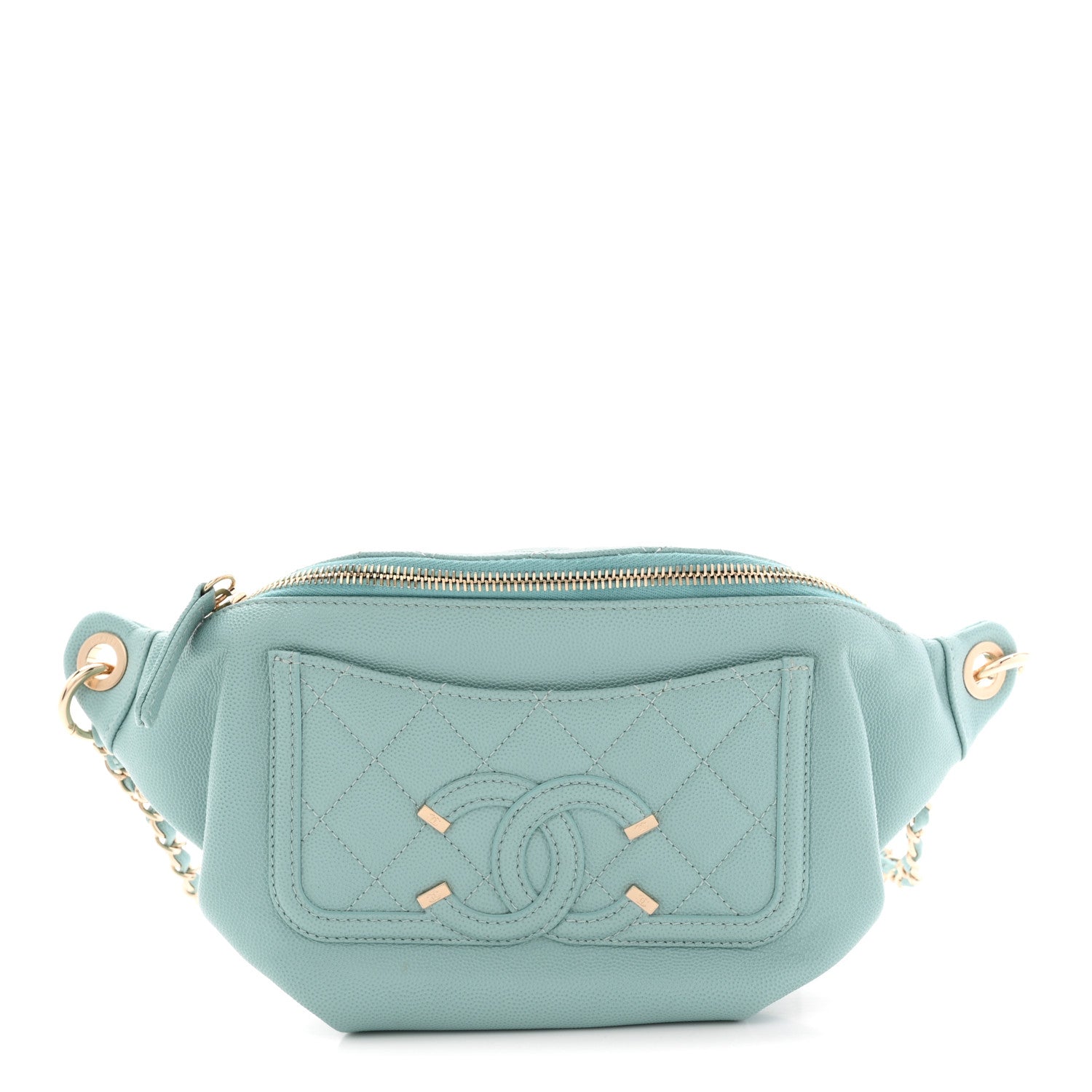 Chanel Caviar Quilted Filigree Waist Bag Light Blue 1 of 10
