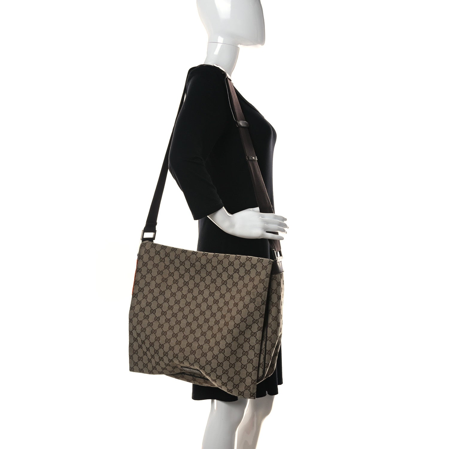Gucci GG Plus Monogram Large Flap Messenger Bag Beige Dark Brown 2 of 11