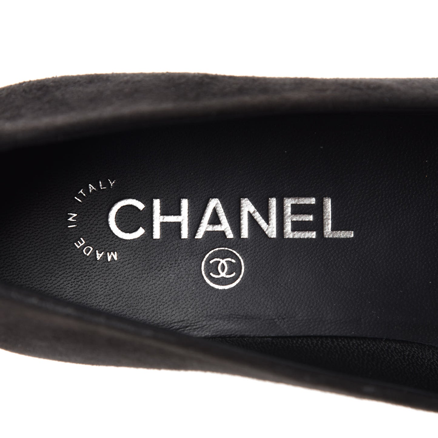 Suede Lambskin Quilted Pearl CC Cap Toe Ballerina Flats 36.5 Black