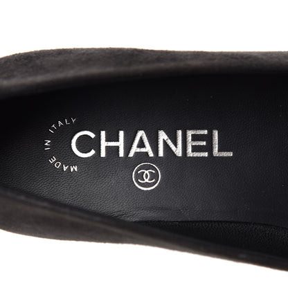 Chanel Suede Lambskin Quilted Pearl CC Cap Toe Ballerina Flats 36.5 Black 7 of 9