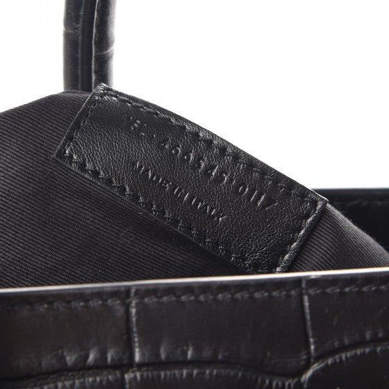 Calfskin Crocodile Embossed Medium Supple Sac de Jour Black