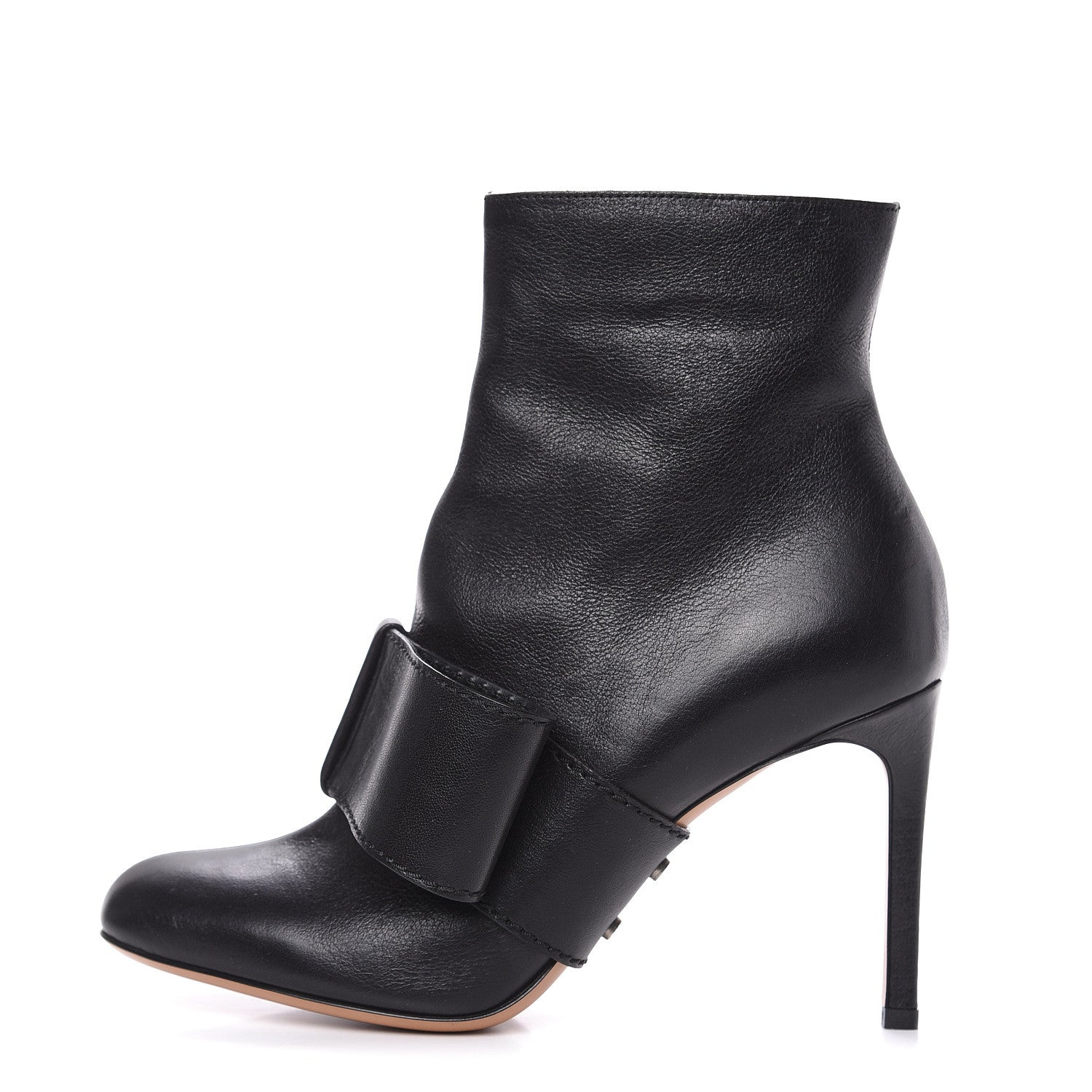 Valentino Garavani Calfskin Bow Ankle Boots 37.5 Black 1 of 8