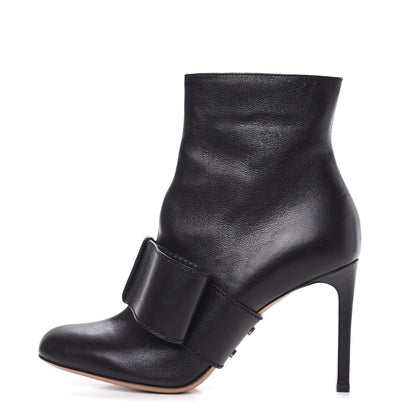 Valentino Garavani Calfskin Bow Ankle Boots 37.5 Black 1 of 8