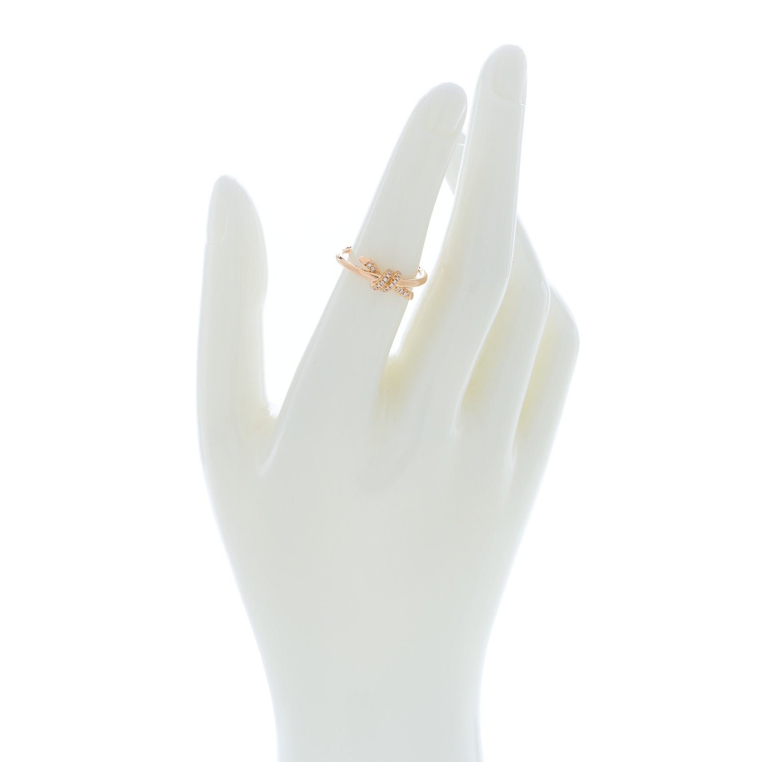 Tiffany 18K Rose Gold Diamond Small Knot Ring 52 6 2 of 5