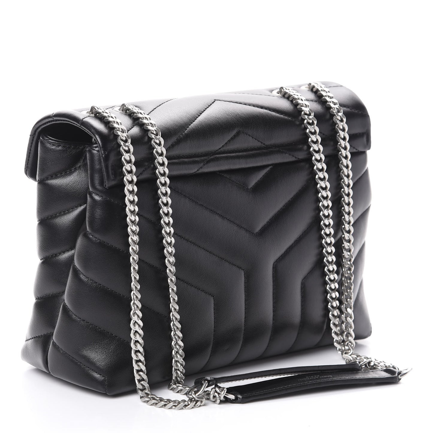 Calfskin Y Quilted Monogram Small Loulou Chain Satchel Black