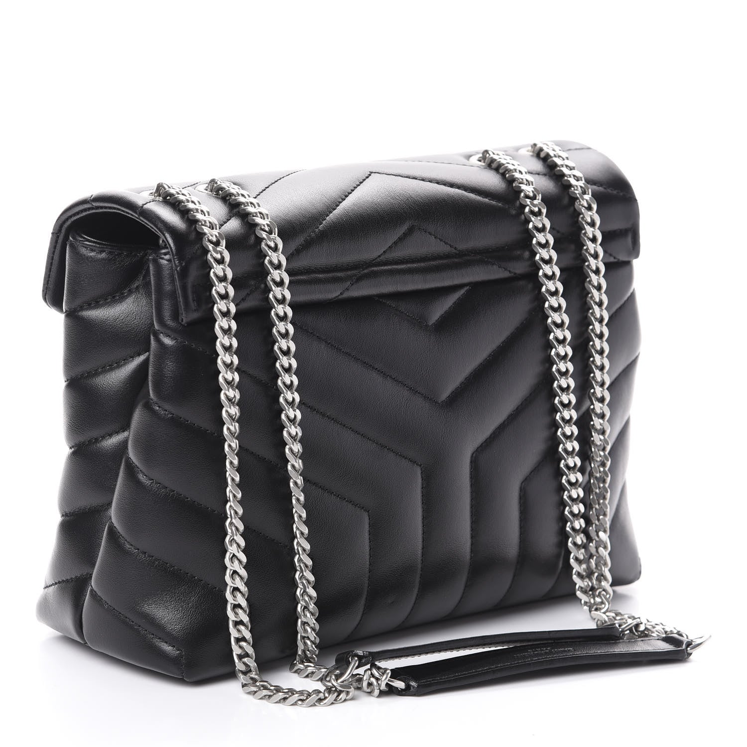 Saint Laurent Calfskin Y Quilted Monogram Small Loulou Chain Satchel Black 3 of 8