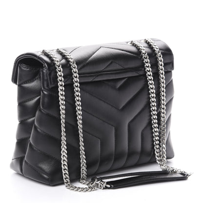 Saint Laurent Calfskin Y Quilted Monogram Small Loulou Chain Satchel Black 3 of 8