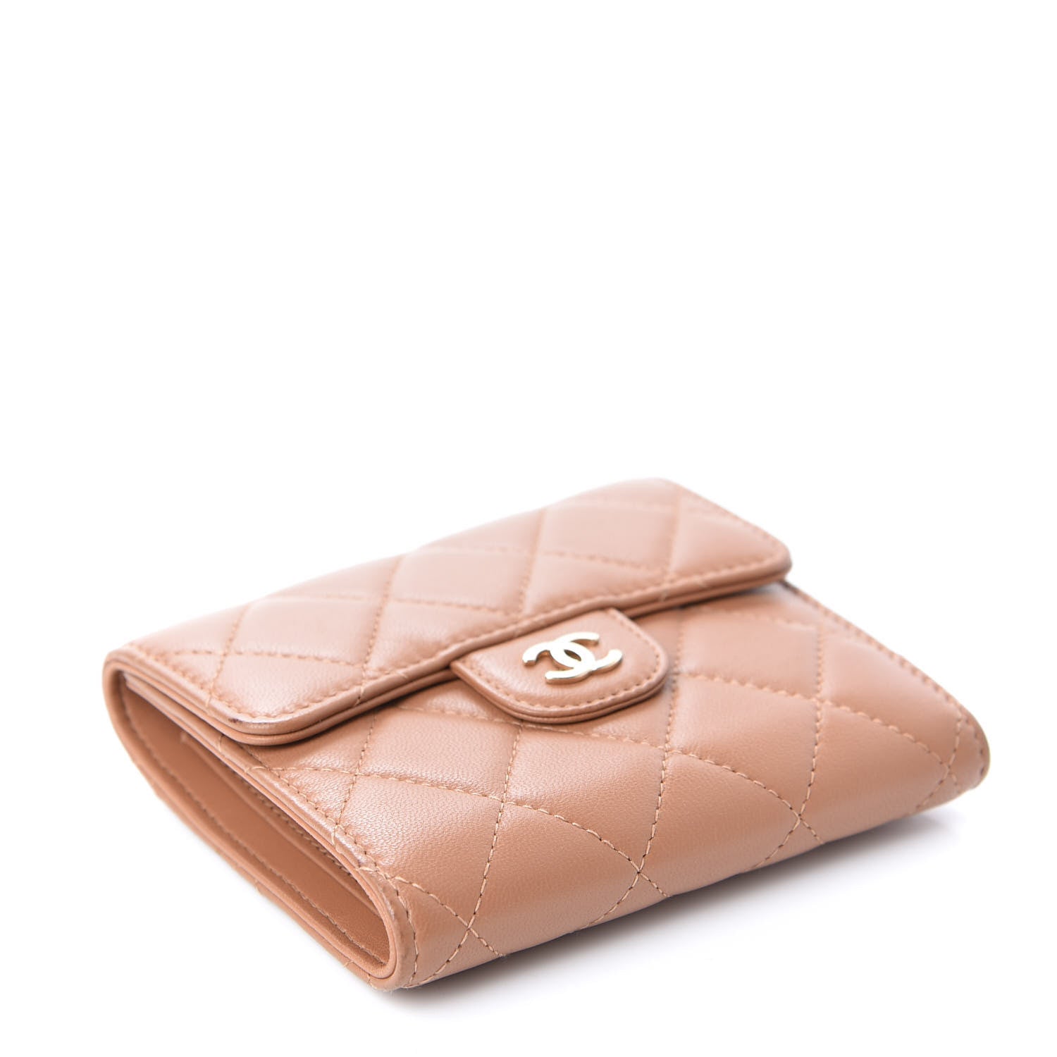 Chanel Lambskin Quilted Compact Flap Wallet Beige 4 of 8