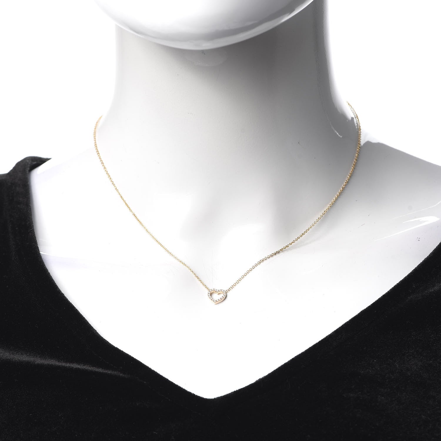 Tiffany 18K Rose Gold Diamond Metro Heart Pendant Necklace 2 of 5