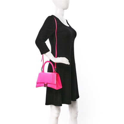 Balenciaga Shiny Box Calfskin Small Hourglass Top Handle Bag Hot Pink 2 of 9