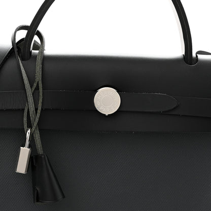 Hermes Toile H Berline Vache Hunter Herbag Zip PM 31 Ardoise Black Ecru 9 of 12
