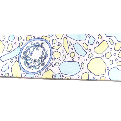 Hermes Silk La Danse Des Amazones Twilly Rose Pale Bleu Jaune 3 of 4