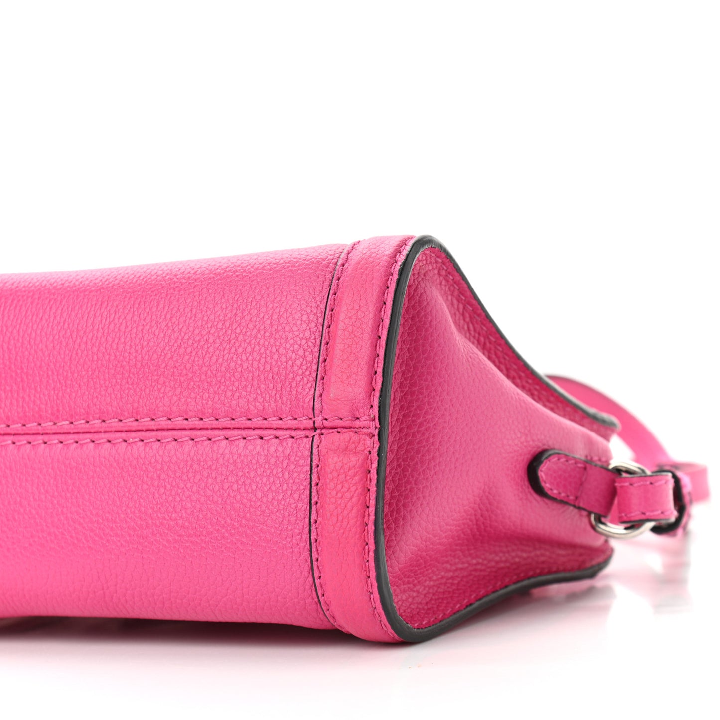 Pebbled Calfskin Mini Skull Padlock Zip Around Tote Bouganville