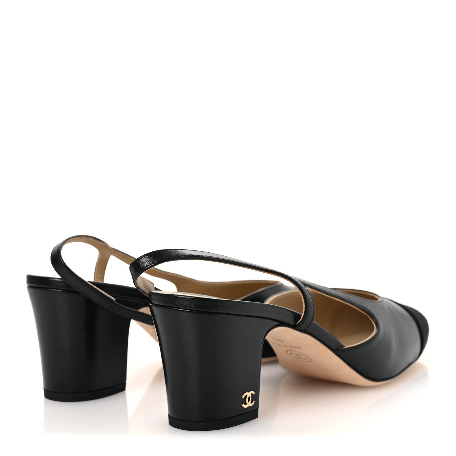 Chanel Goatskin Grosgrain Cap Toe CC Slingback Pumps  40 Black 5 of 12