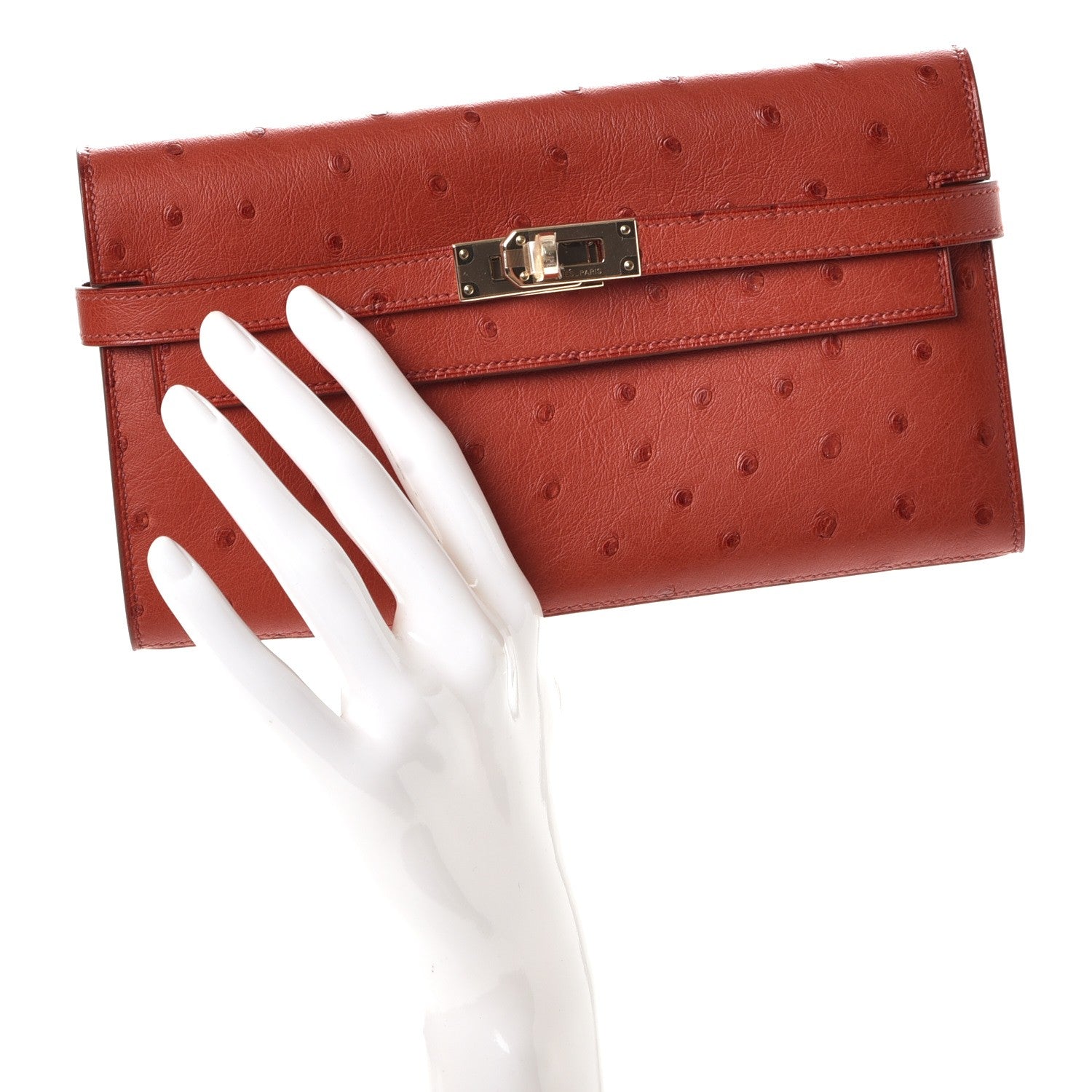 Hermes Ostrich Kelly Longue Wallet Brique 2 of 8