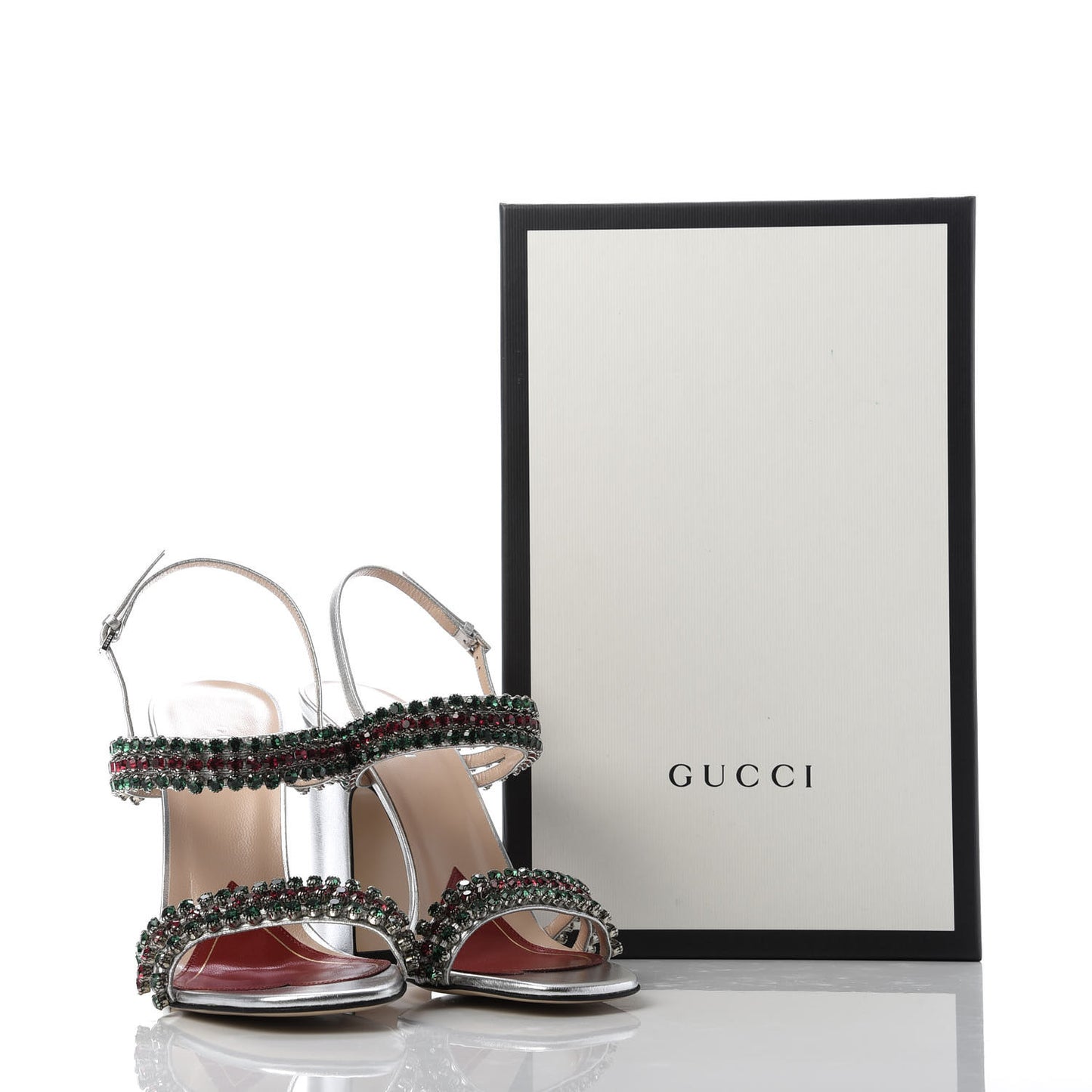 Nappa Silk Crystal Bertie High Heel Sandals 39 Argento