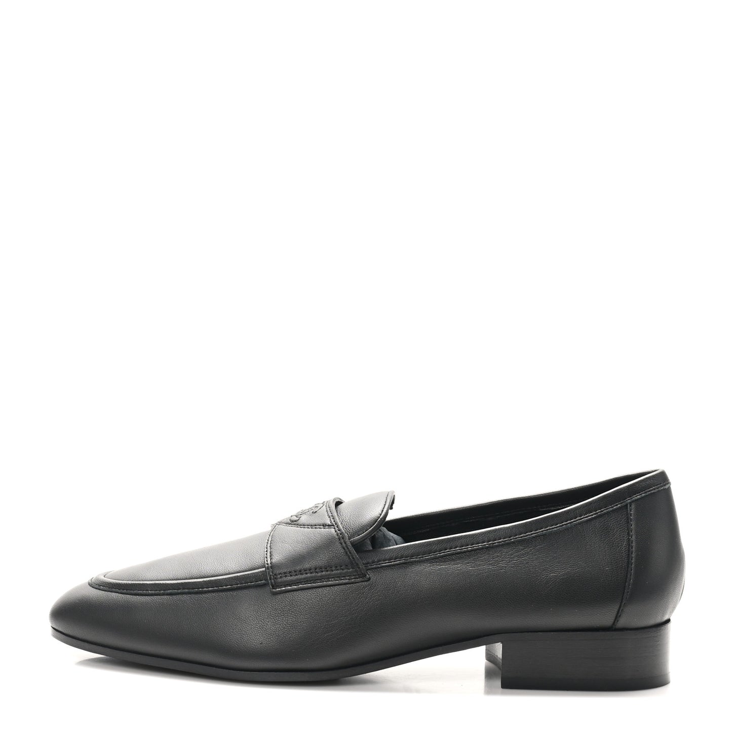 Lambskin Mens Stitched CC Loafers 42 Black