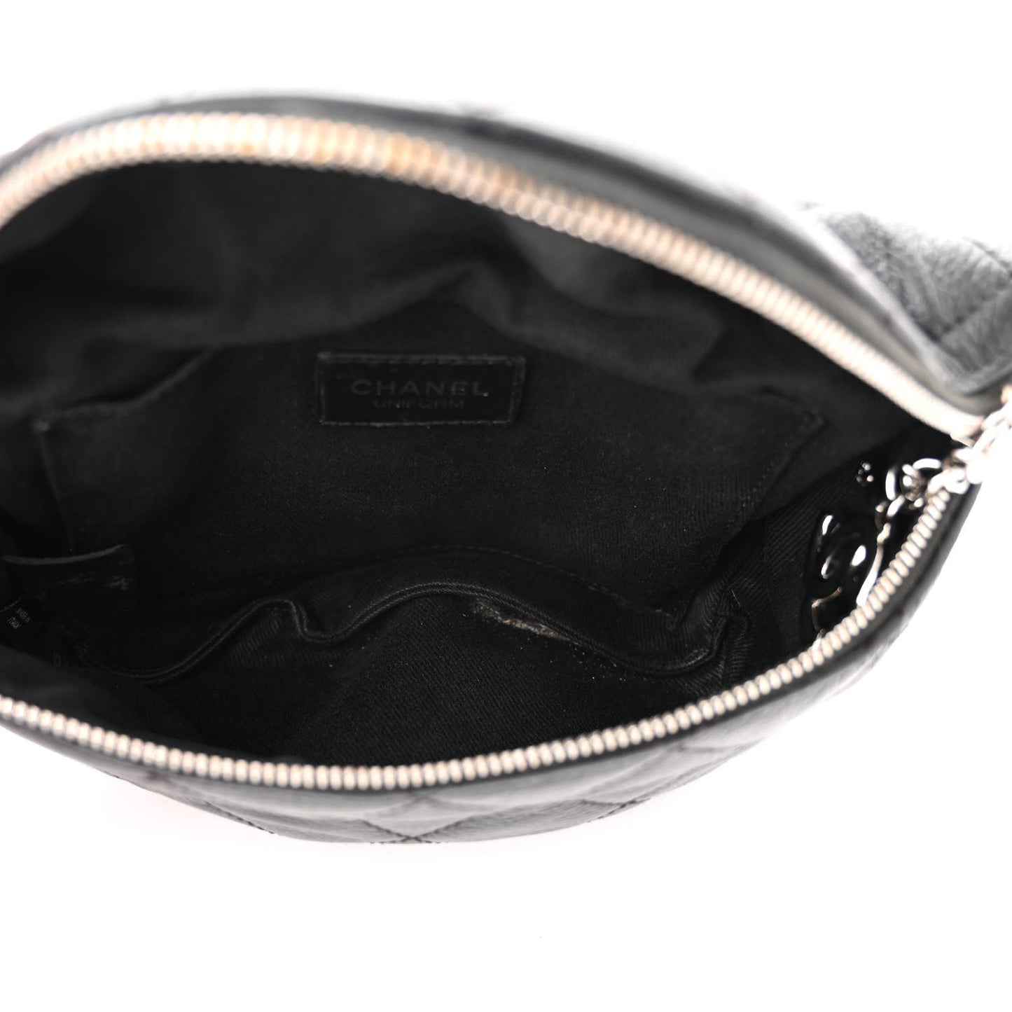 Grained Calfskin Quilted Waist Belt Bag Black